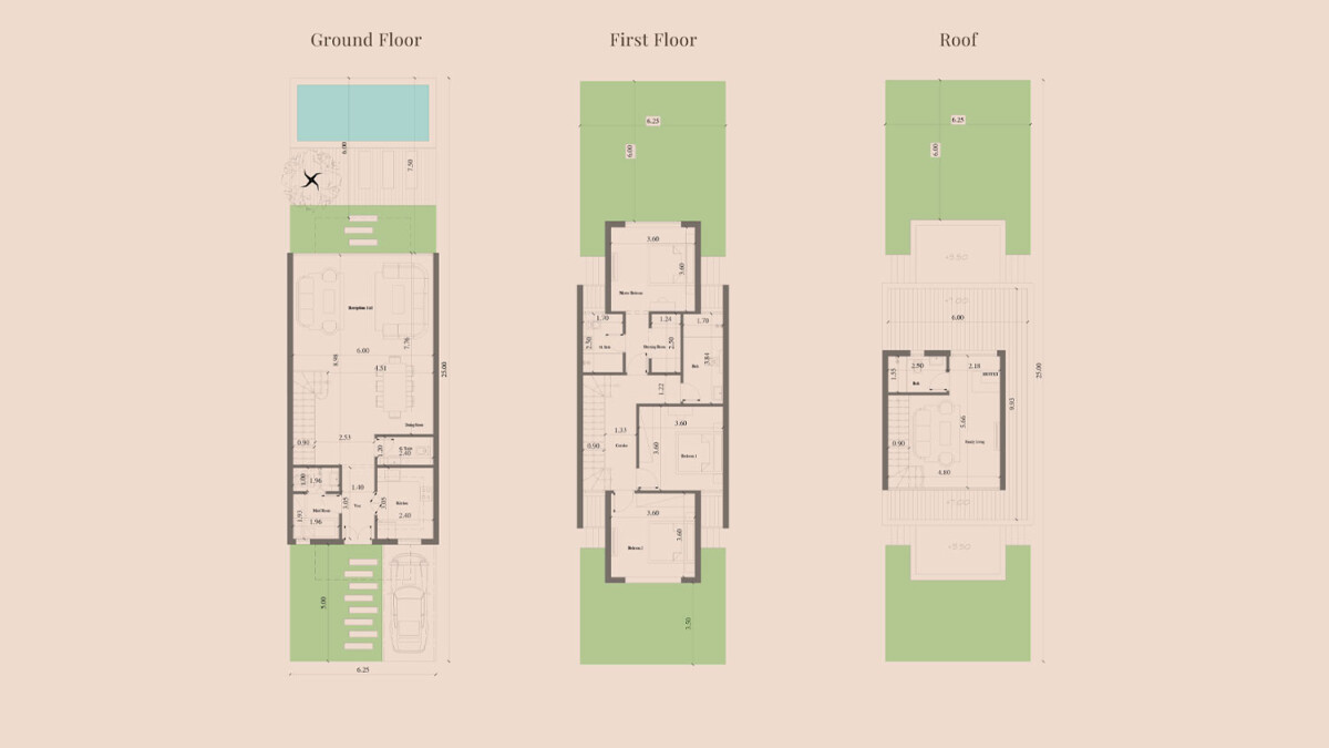 Floor Plan townhouse in The Crest New Cairo